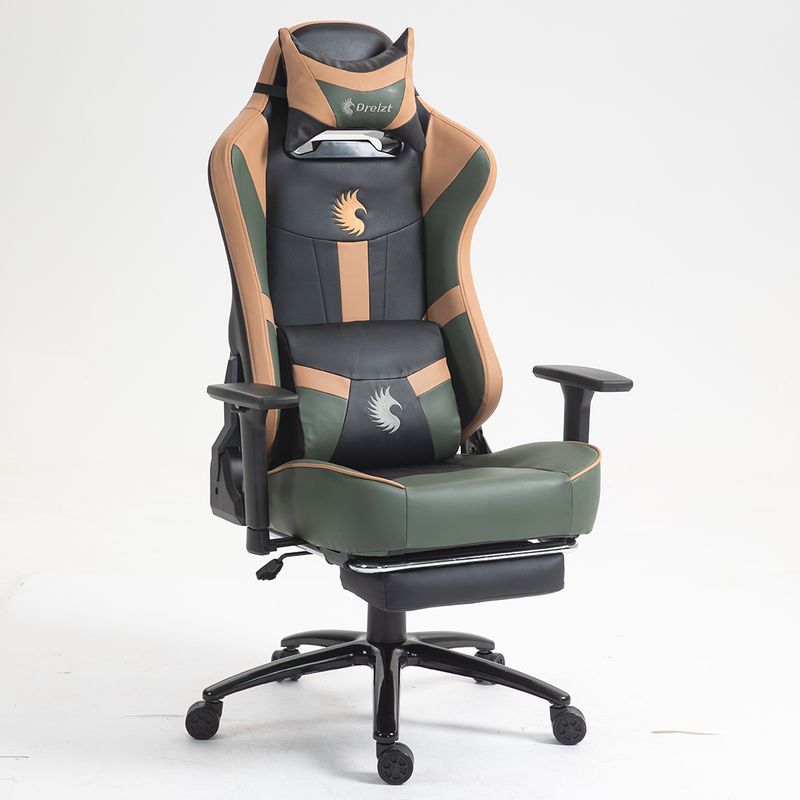 GENERICO - Silla Gamer Dreizt Heroes Verde Land Premium Reclinable Con Posapies