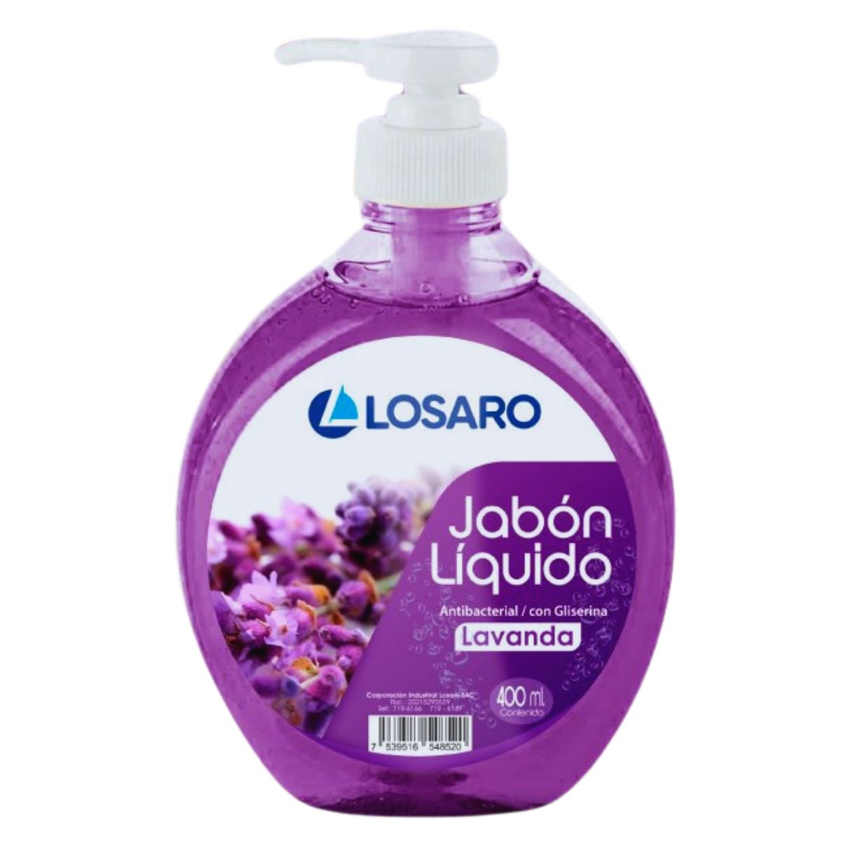 LOSARO - Jabón liquido antibacterial con glicerina aroma Lavanda400ml