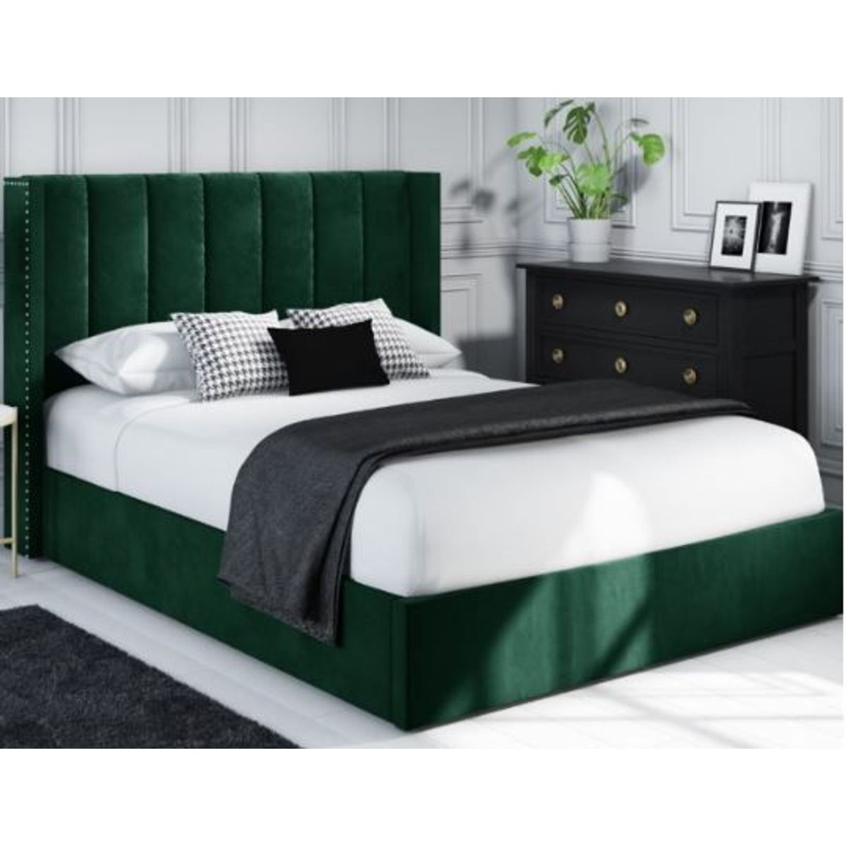 GENERICO - Cama Box Tarima + Cabecera Mark verde Queen