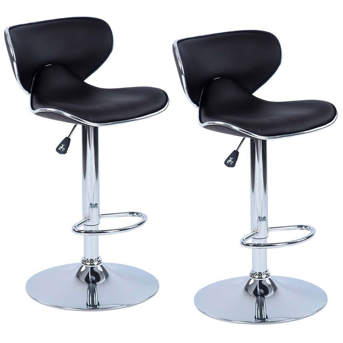NOVAHUS - Set x 2 Bancos de Bar Altura Ajustable Negro