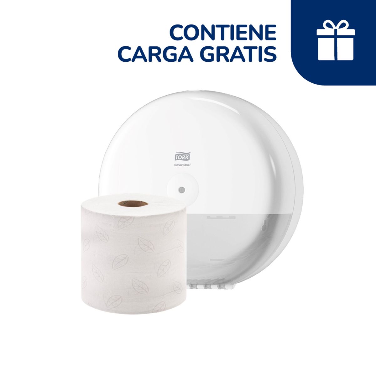 TORK - Dispensador Papel Higiénico Tork Blanco + Carga Gratis