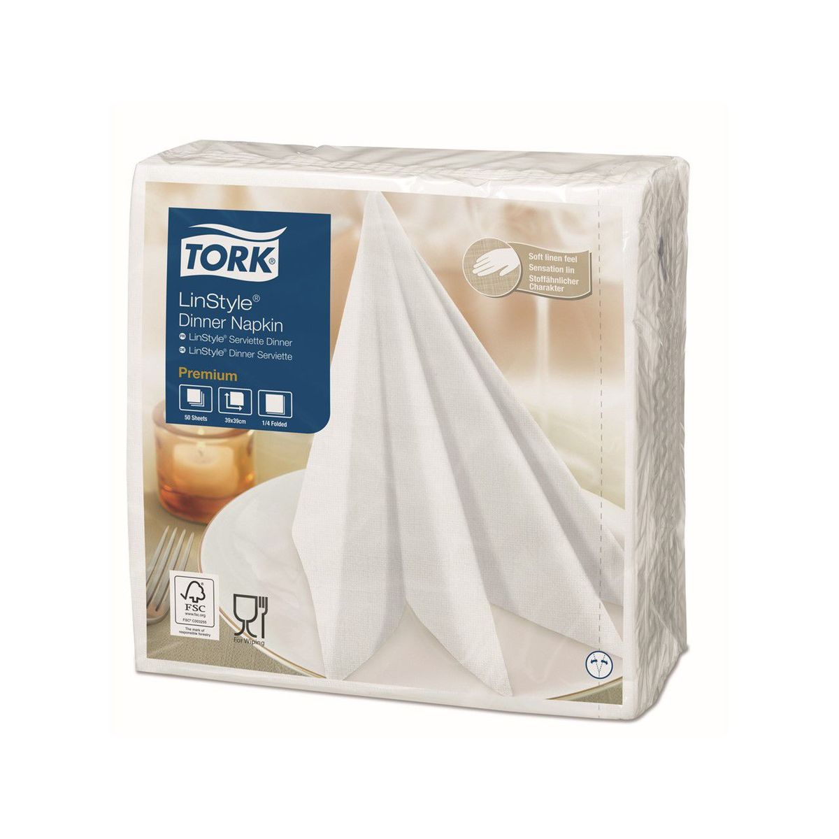 TORK - Servilleta Tipo Tela Tork Linstyle Blanca 12 paq x 50un