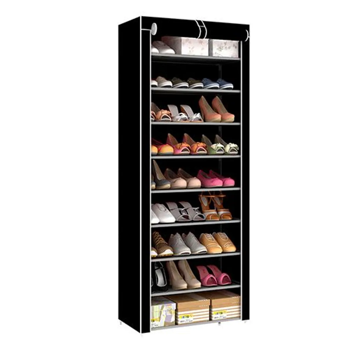 GENERICO - Zapatera Organizador De Metal 9 Niveles Zapatero Ropero Zapatillas Estante