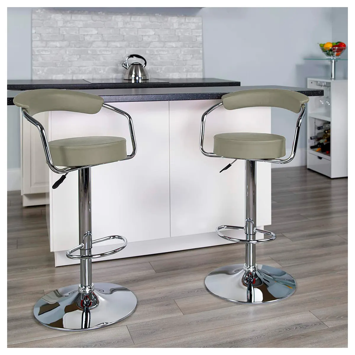 NOVAHUS - Set x 2 Bancos de Bar Taburete Moderno Gris Claro