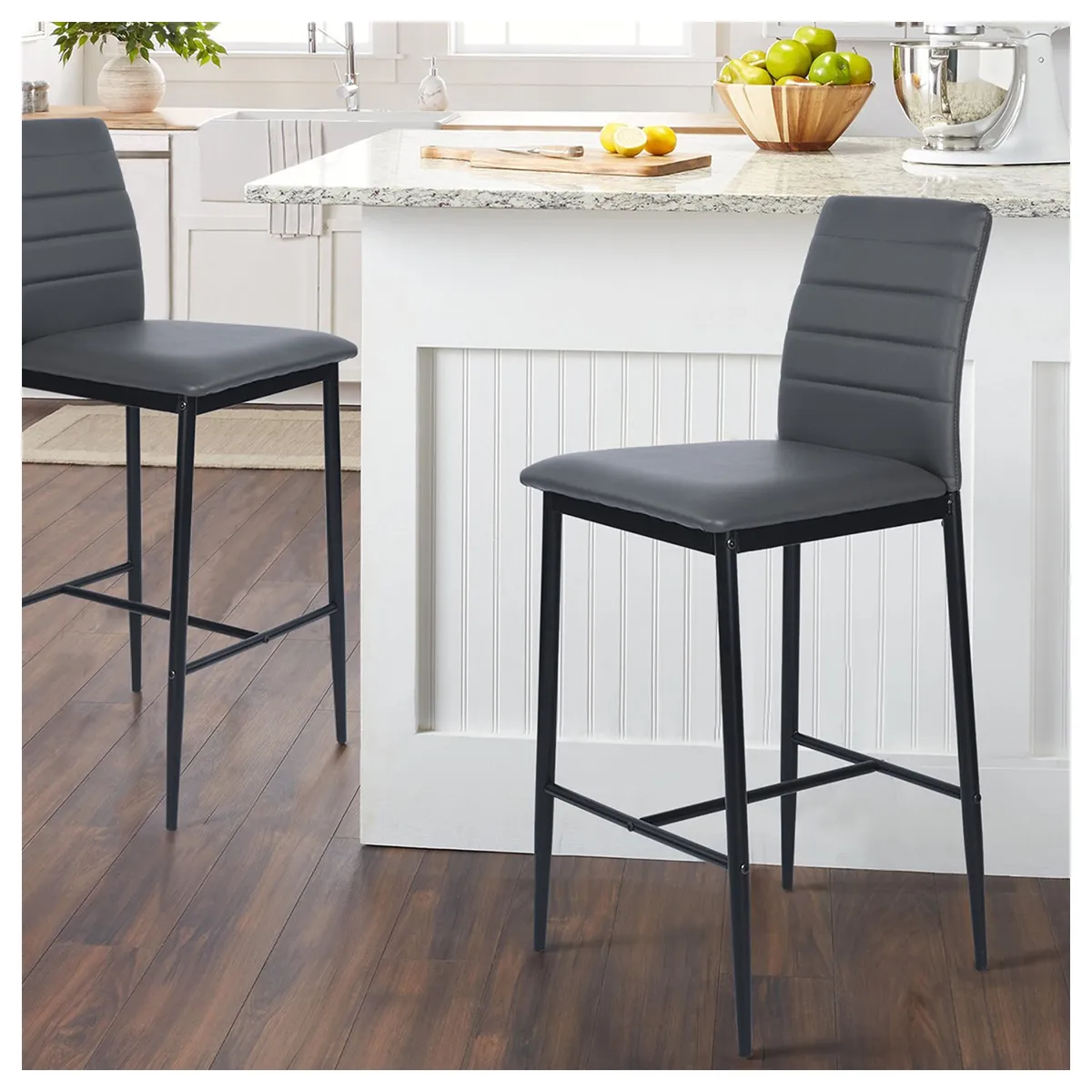 NOVAHUS - Set x 2 Bancos de Bar Boston Gris