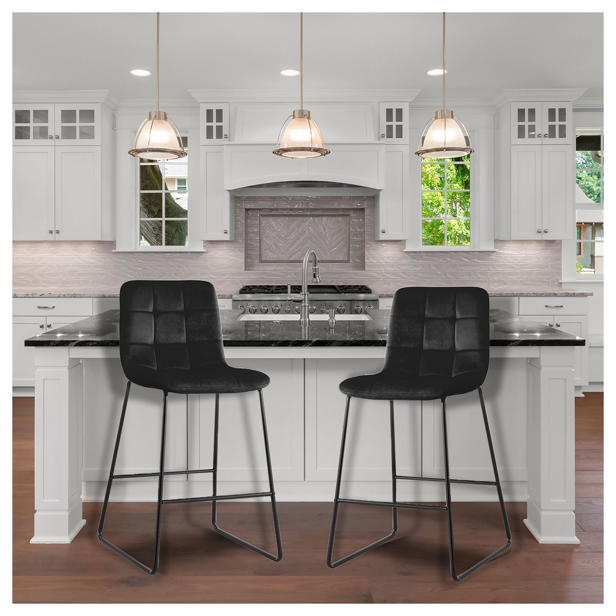 NOVAHUS - Set x 2 Bancos de Bar Boa Vista Negro