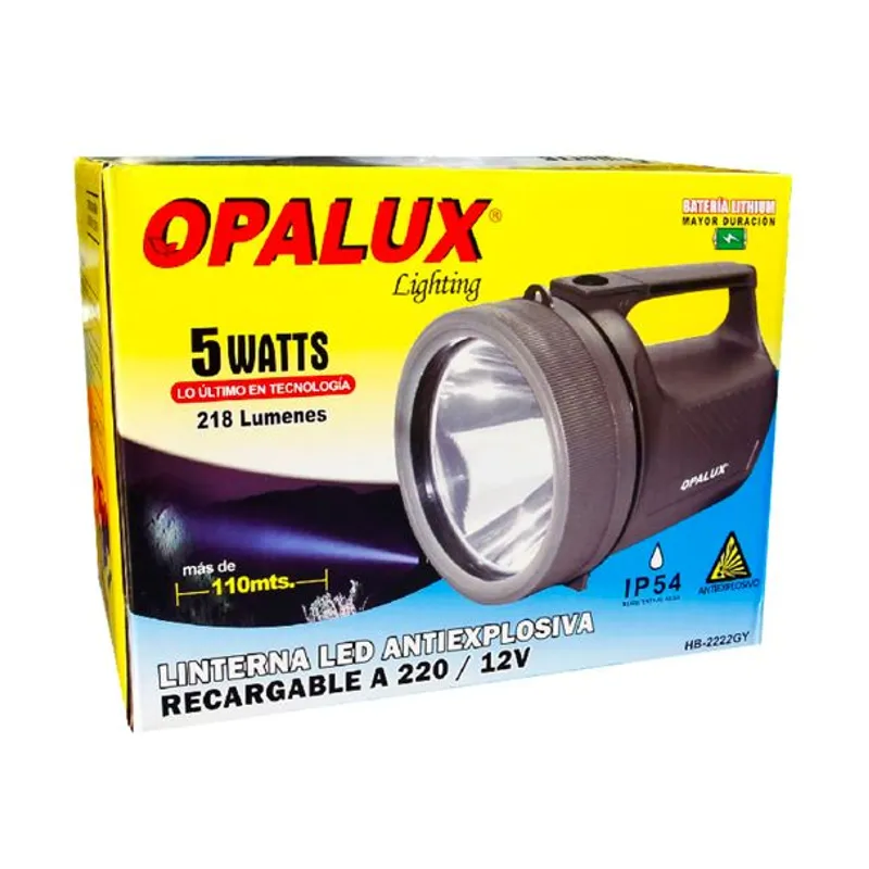 OPALUX - Linterna Antiexplosiva Recargable 5W HB-2222GY OPALUX