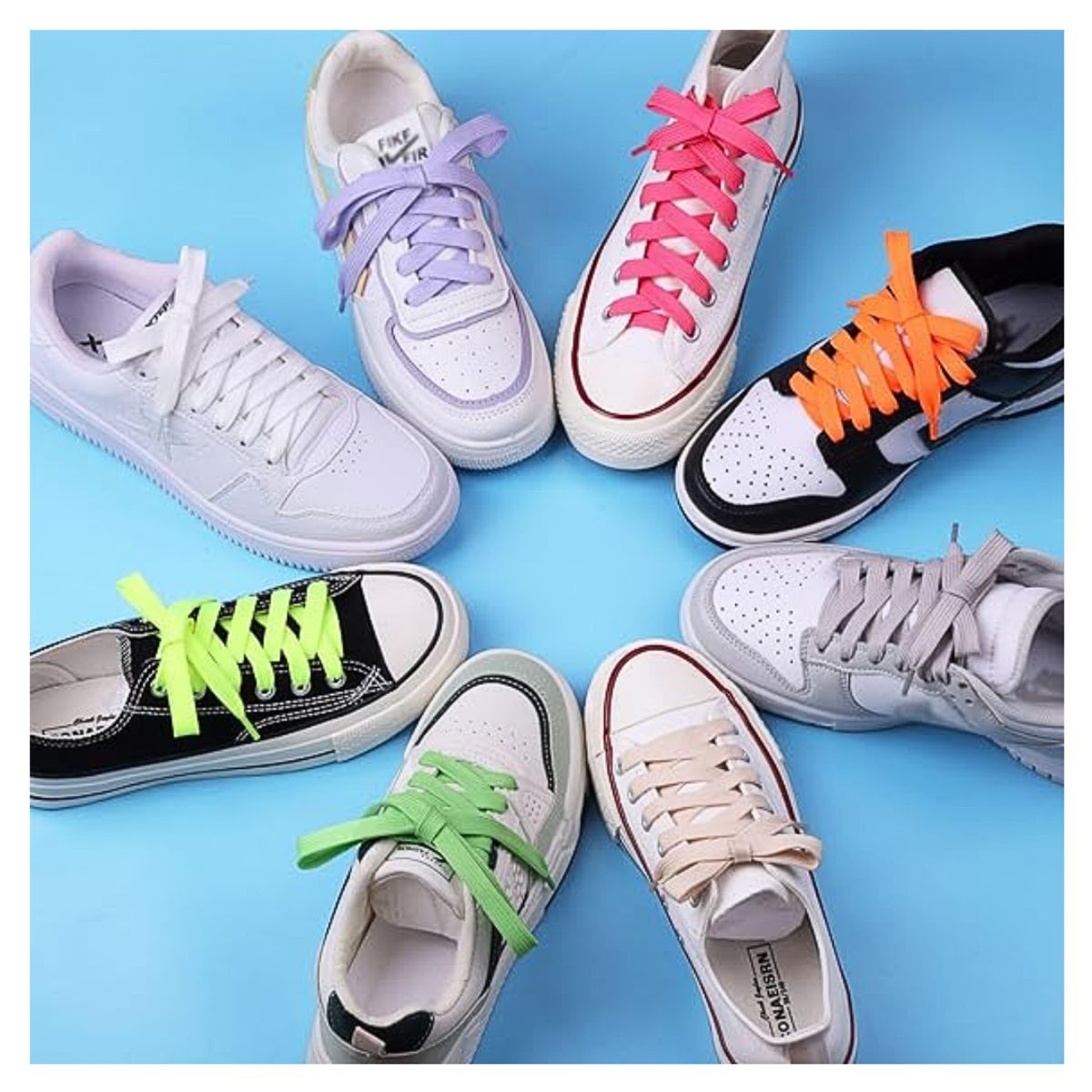 GENERICO - Pasador cordones grueso ancho para zapatillas 1.20m 2 pares