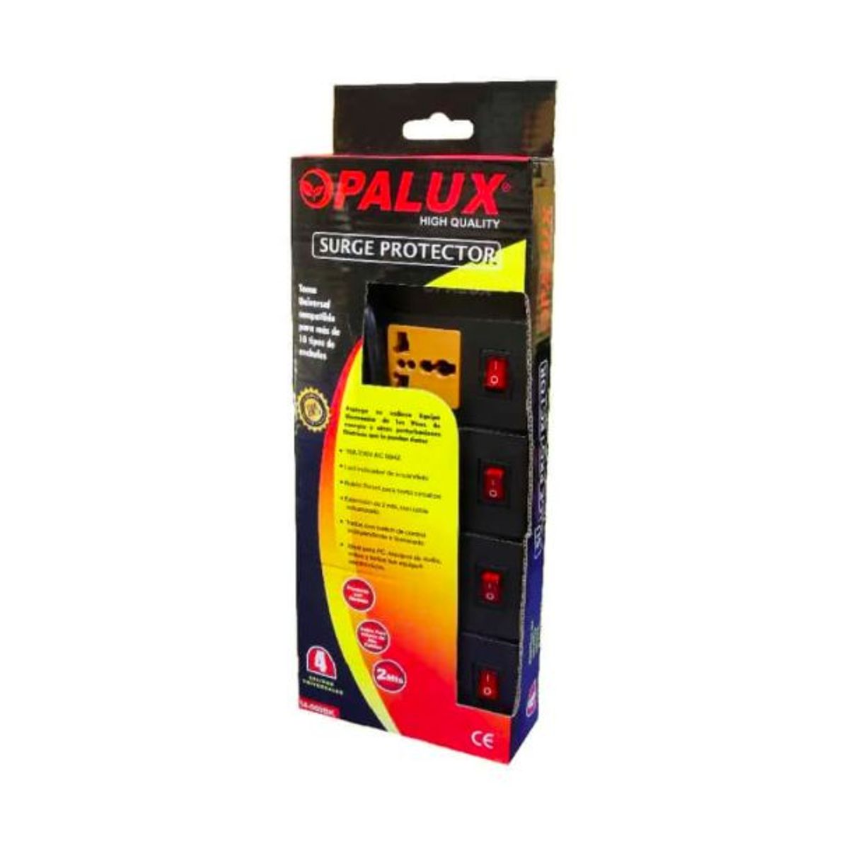 OPALUX - Supresor de Picos 4 Salidas Switch Individual 14-560BK OPALUX