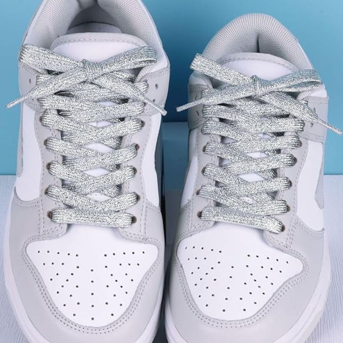 GENERICO - Pasador metálico dorado plateado zapatillas 1.20m 2 pares