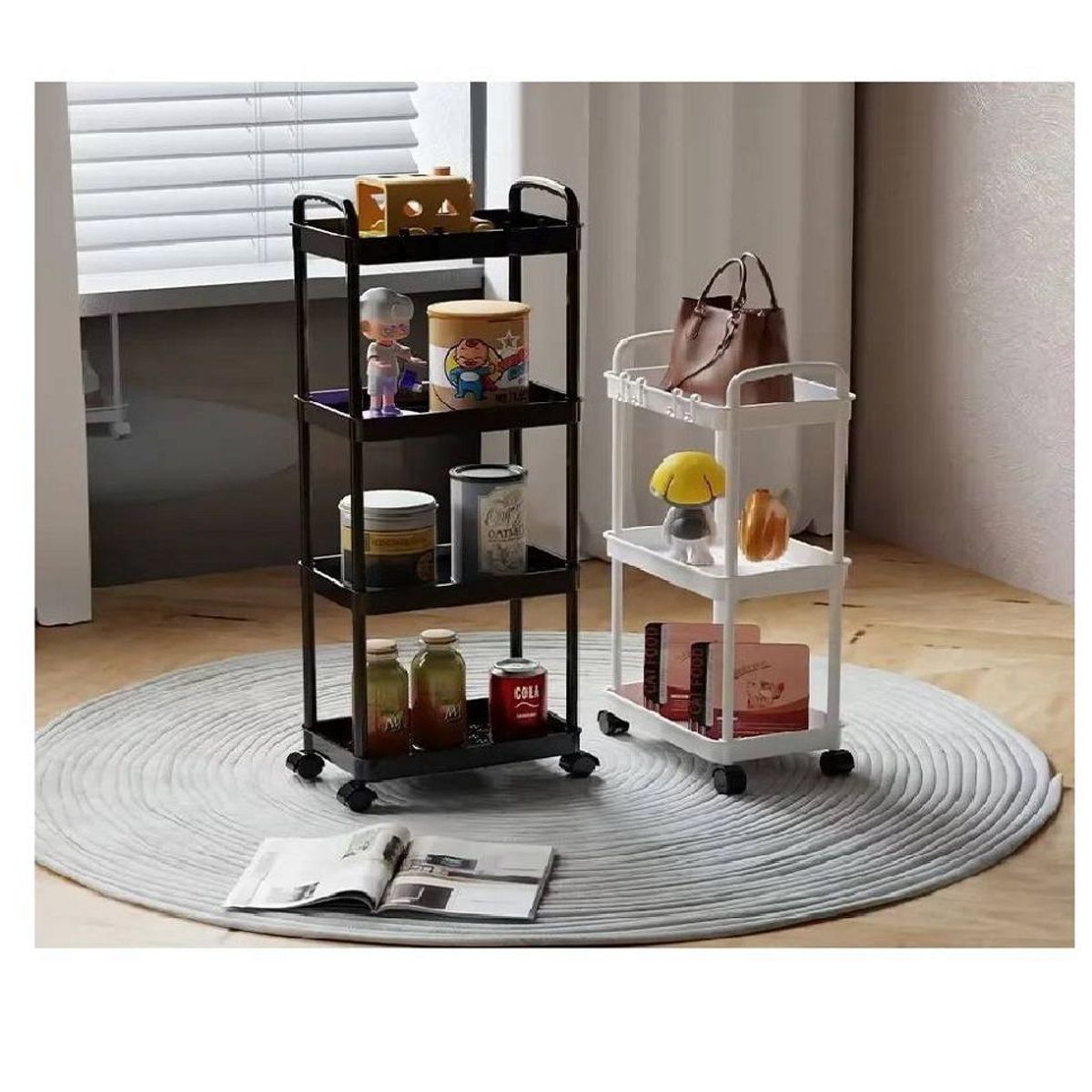 GENERICO - Carrito Organizador Multiusos 4 Niveles con Ruedas -Negro