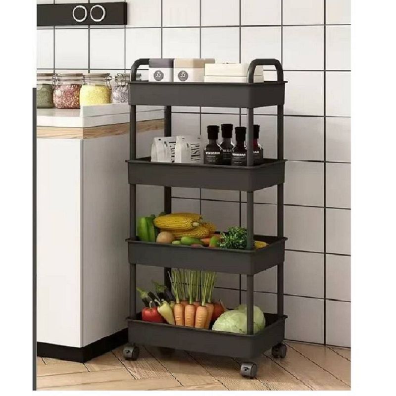 GENERICO - Carrito Organizador Multiusos 4 Niveles con Ruedas -Negro