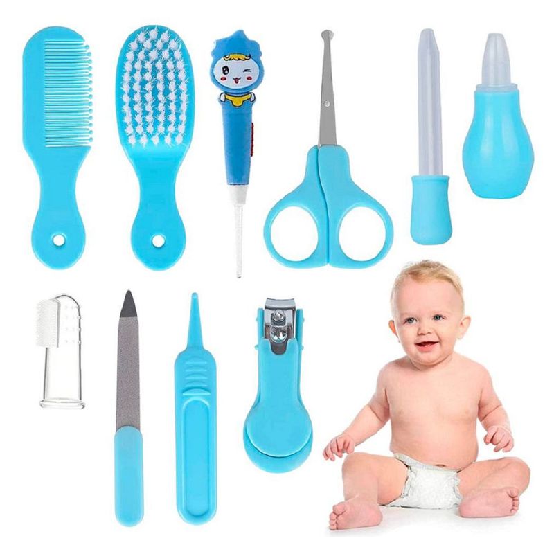 GENERICO - Kit Baby  Higiene para Bebes Cortauñas 10 Piezas Celeste