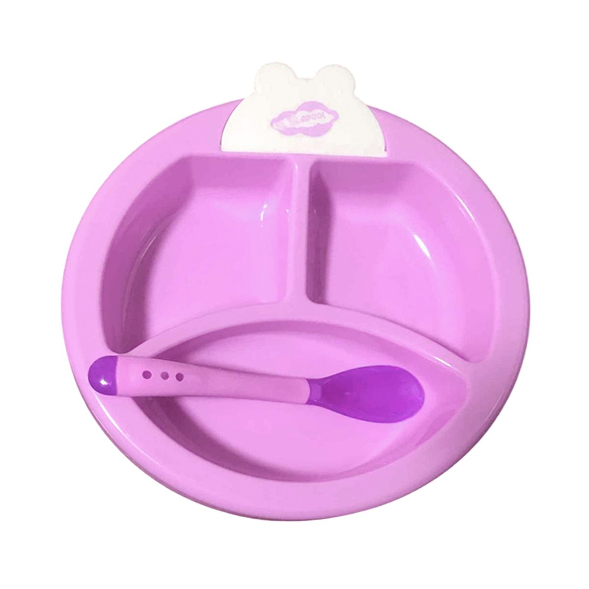 GENERICO - Plato fucsia termico con cubierto para bebe