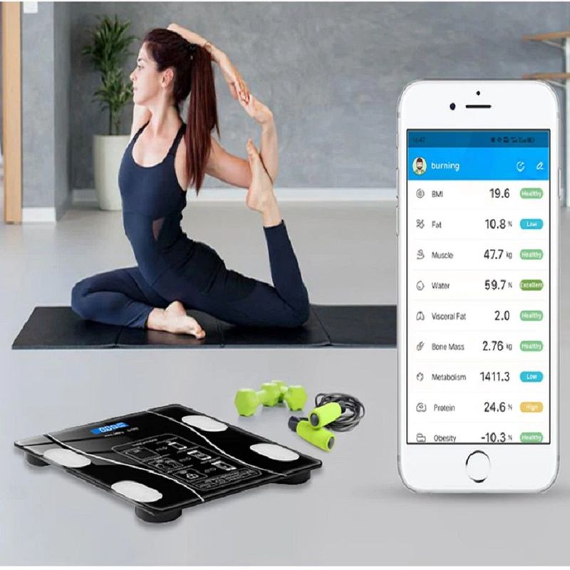 GENERICO - BALANZA INTELIGENTE RECARGABLE CON BLUETOOH- NEGRO