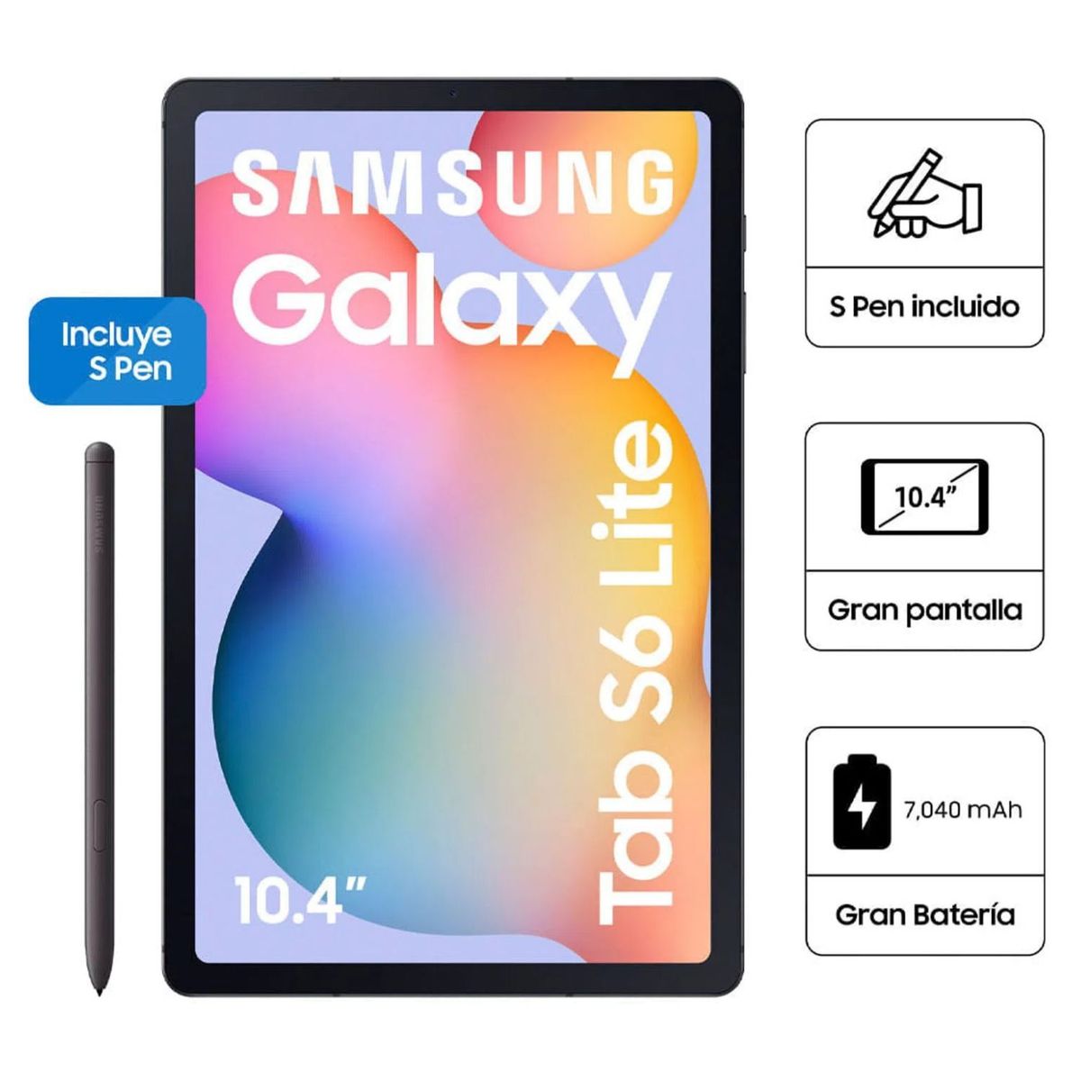 SAMSUNG - Samsung Galaxy Tab S6 Lite 128GB - 104 Gris