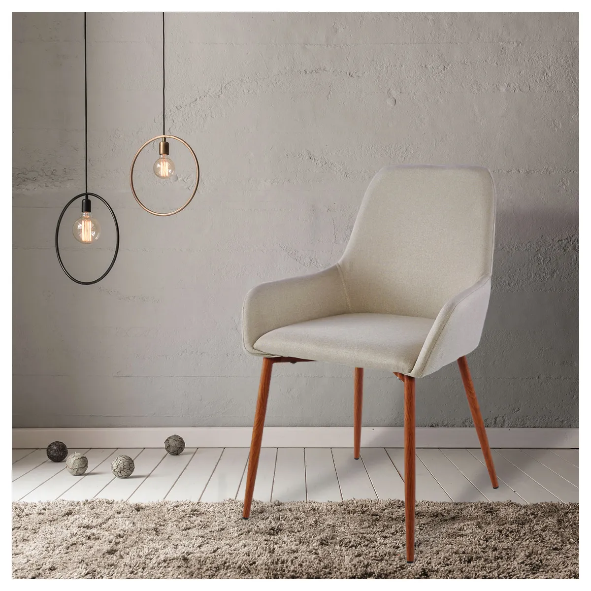 NOVAHUS - Set x 2 Sillas Comedor Lino Margaret Beige