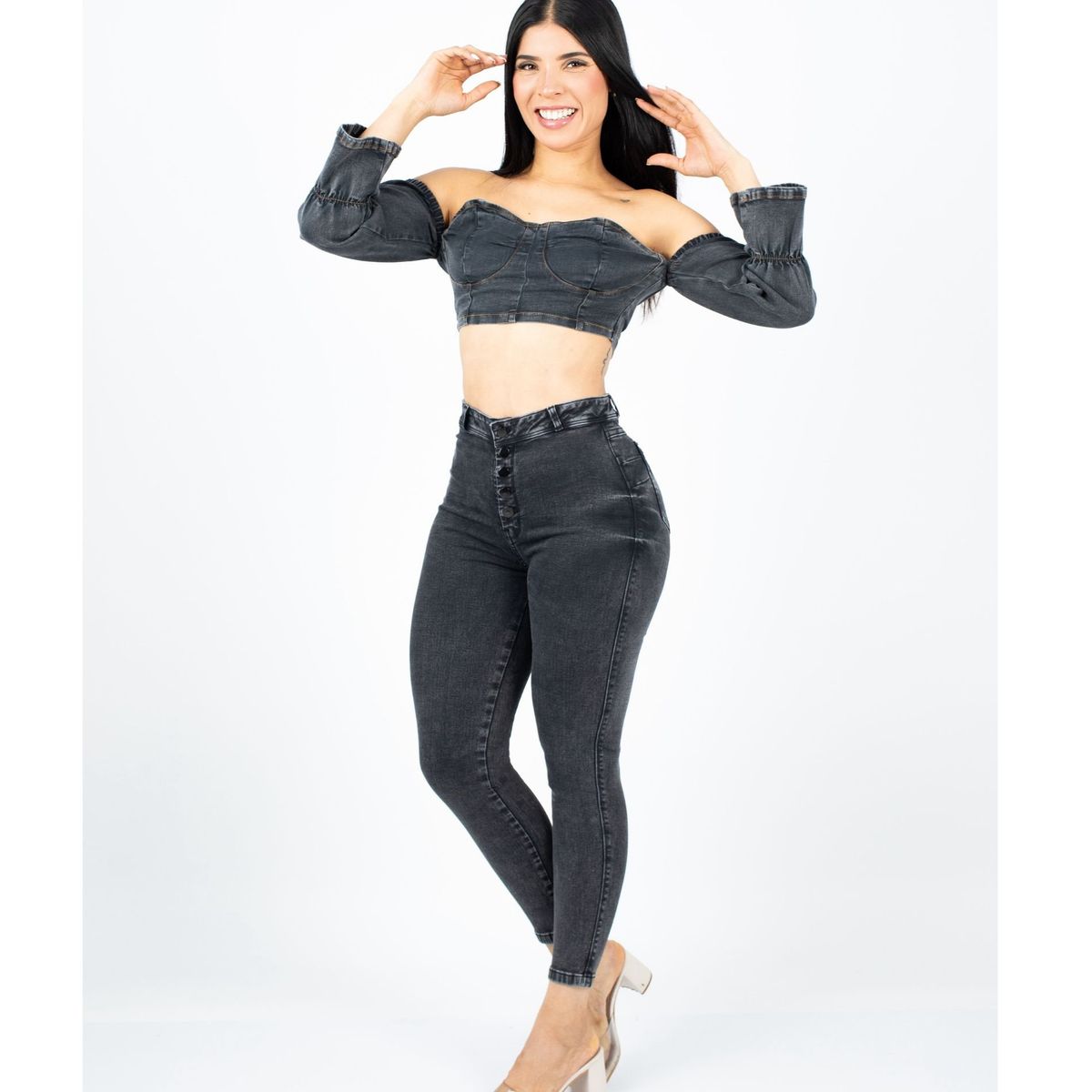 BENCUS JEANS - Top Corto Jean Mangas Mujer