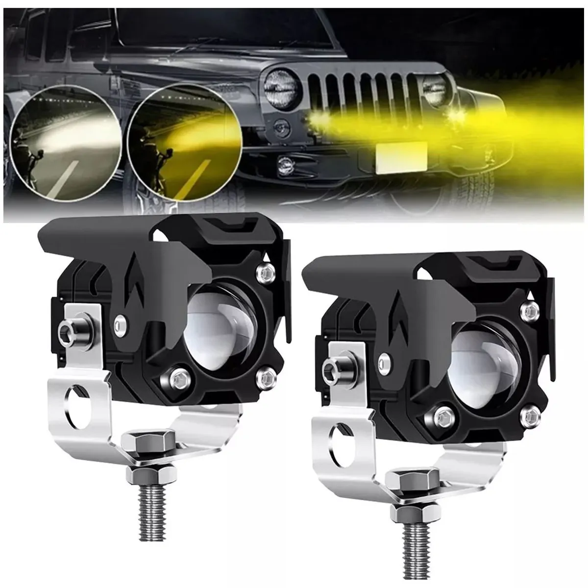 GENERICO - Faros De Lupa De Doble Color De 60w Luz Para Auto Moto