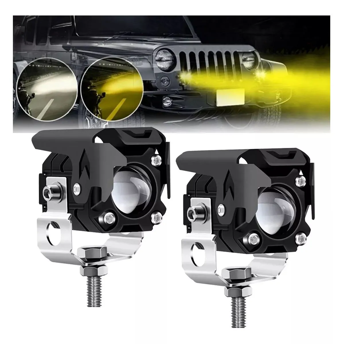 GENERICO - Faros De Lupa De Doble Color De 60w Luz Para Auto Moto