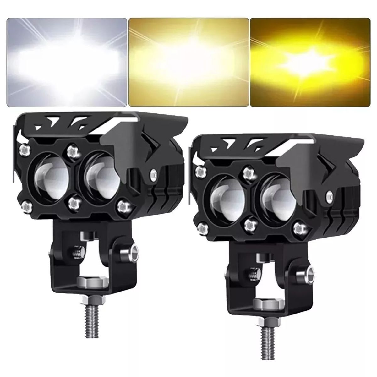 GENERICO - 2pzs Faros De Lupa 120w Doble Color Spot Luz Para Auto Moto