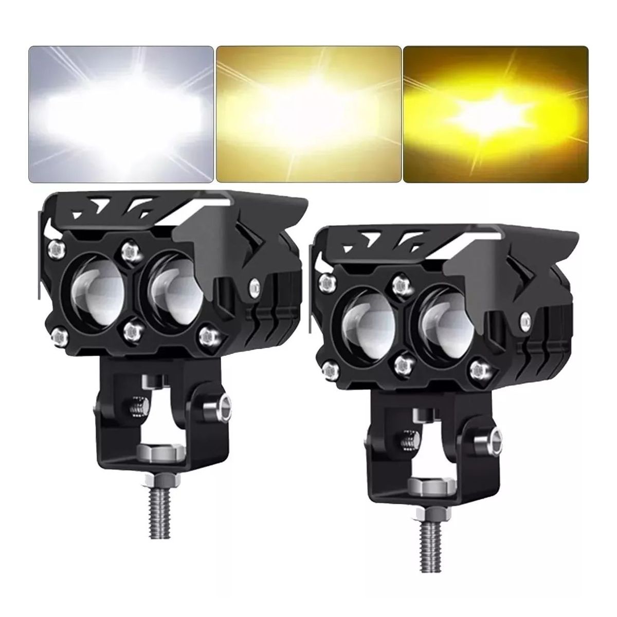 GENERICO - 2pzs Faros De Lupa 120w Doble Color Spot Luz Para Auto Moto