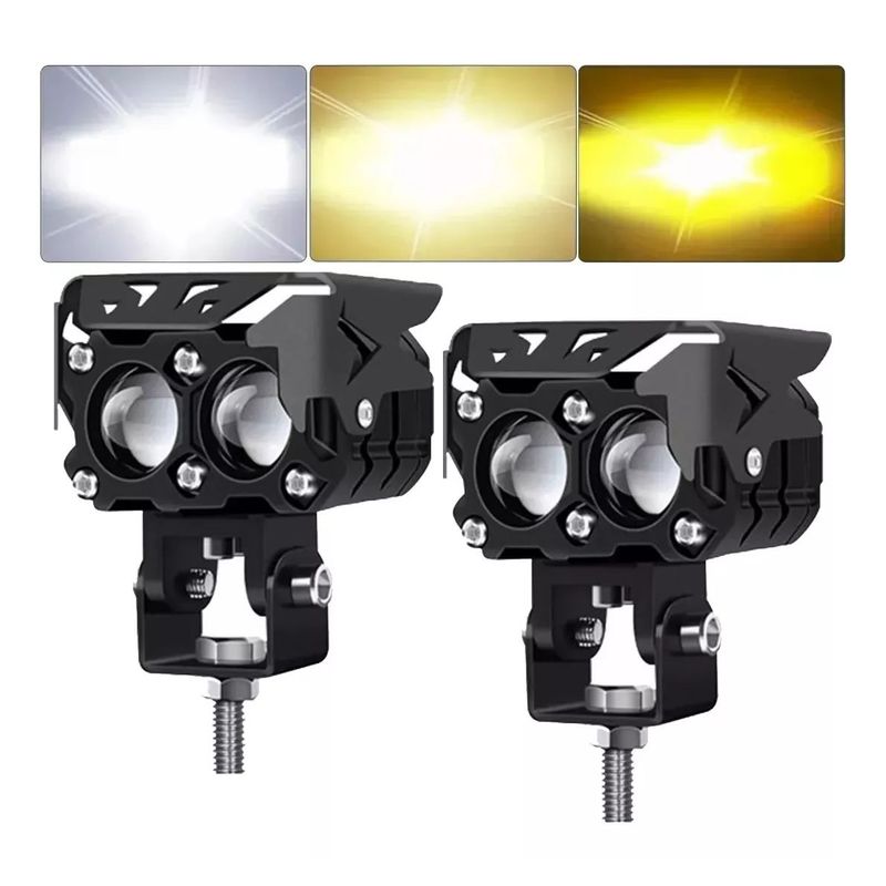 GENERICO - 2pzs Faros De Lupa 120w Doble Color Spot Luz Para Auto Moto