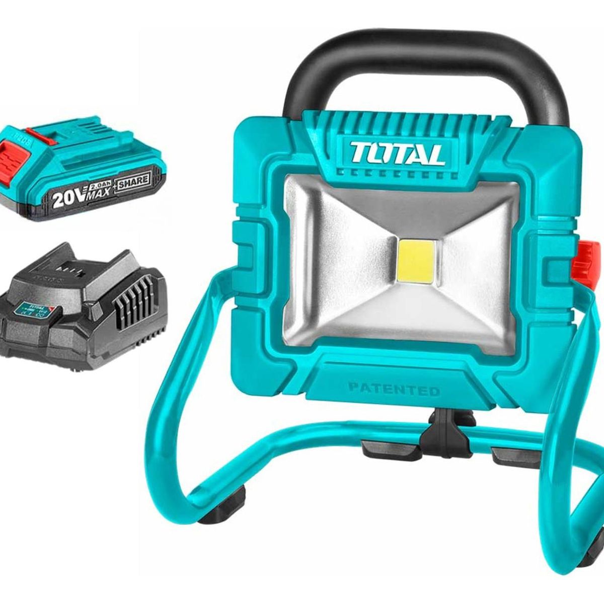 Total Tools - Lampara reflector 20w incluye bateria 2Ah y cargador Total