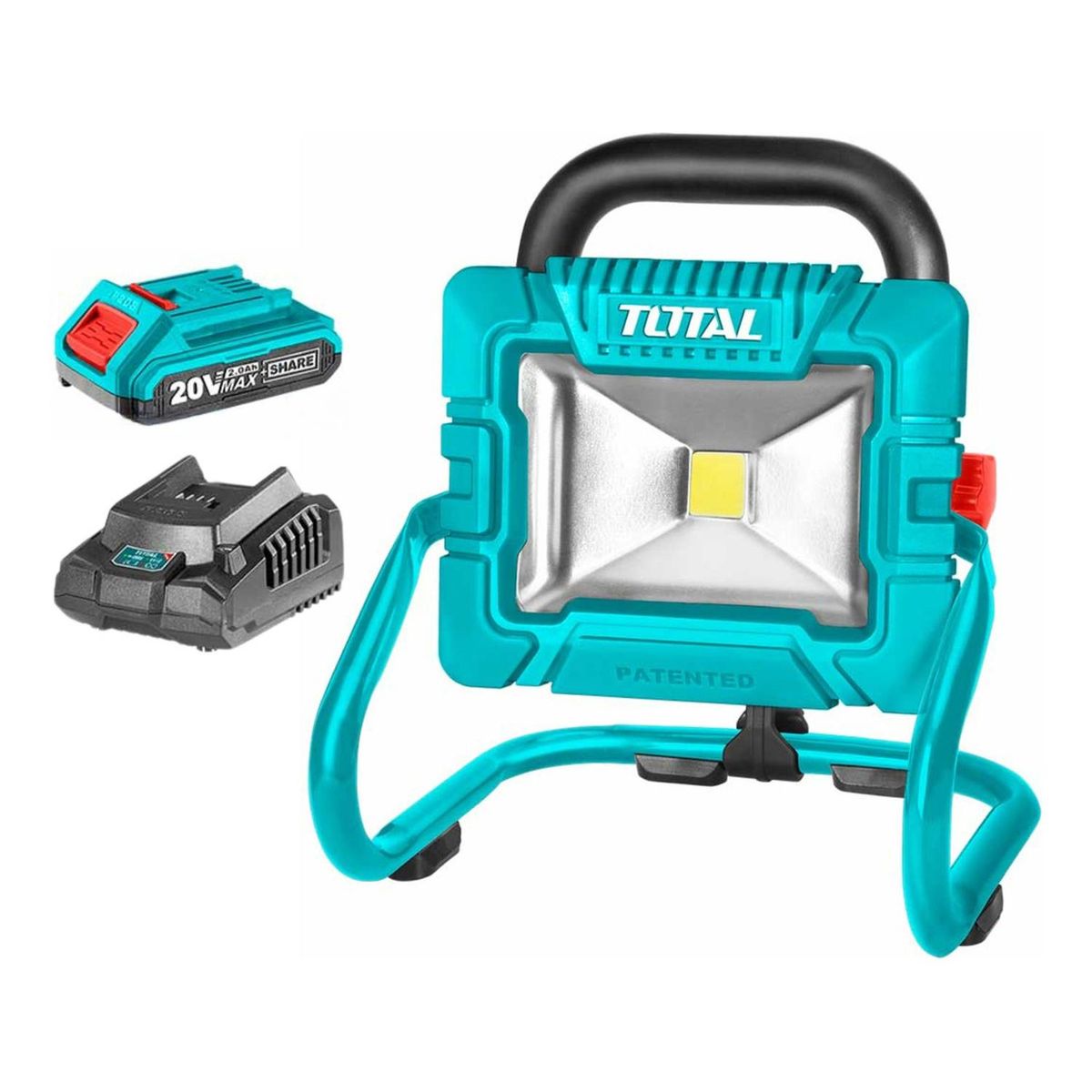Total Tools - Lampara reflector 20w incluye bateria 2Ah y cargador Total