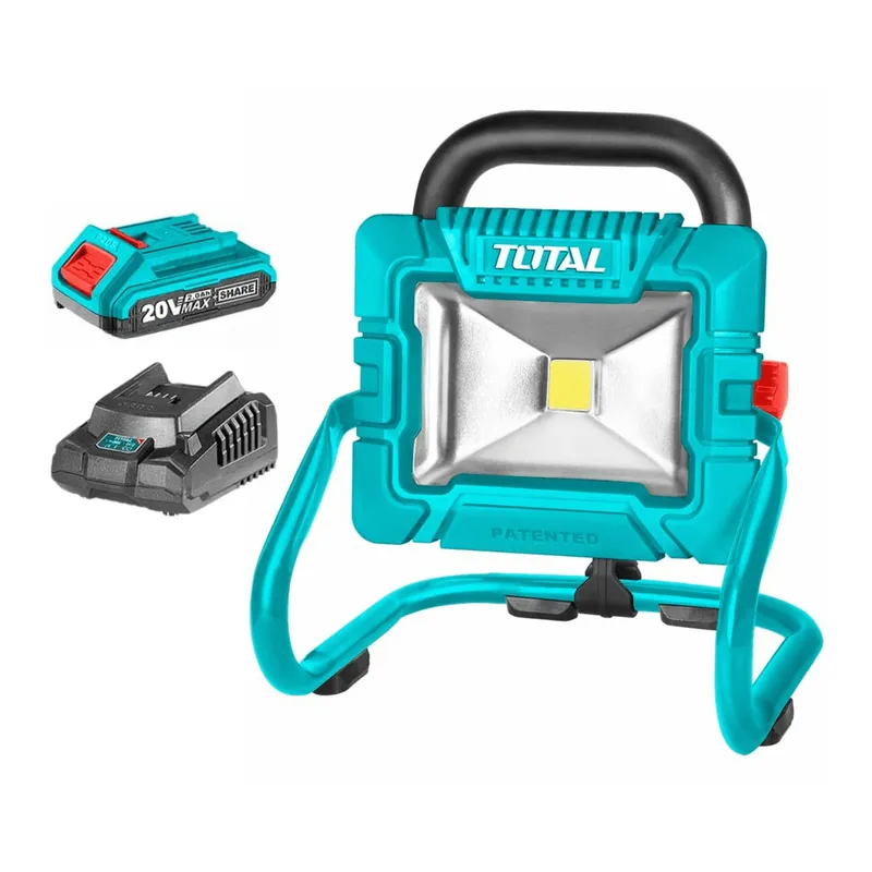 TOTAL TOOLS - Lampara reflector 20w incluye bateria 2Ah y cargador Total