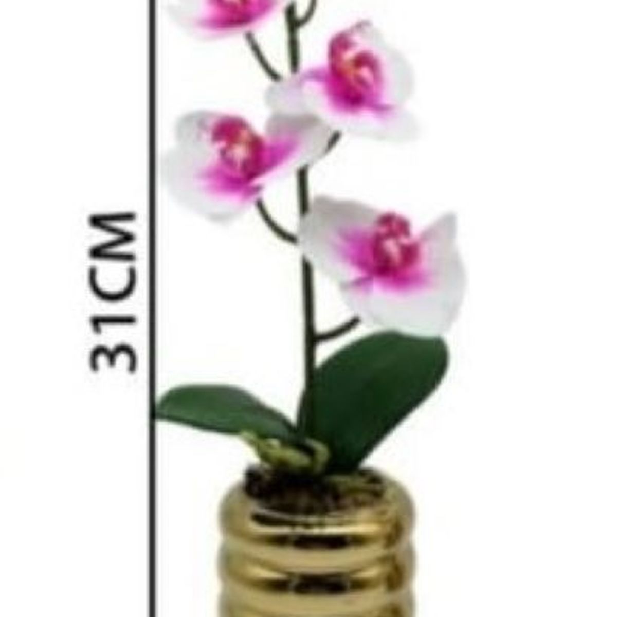 GENERICO - Orquídea Blanca c Rosado con Base Dorada