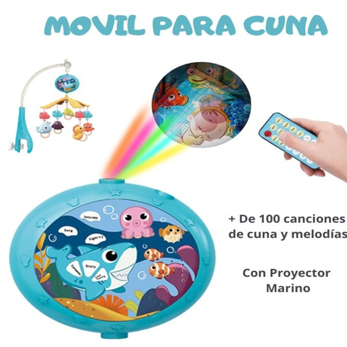 GENERICO - Móvil Giratorio Musical Para Cuna Con Proyector para Bebé