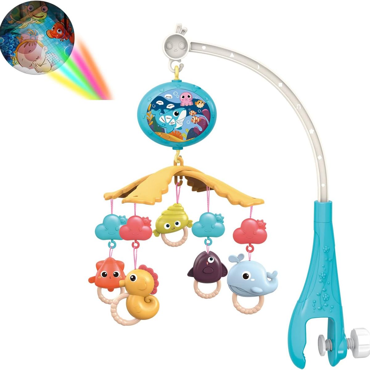 GENERICO - Móvil Giratorio Musical Para Cuna Con Proyector para Bebé