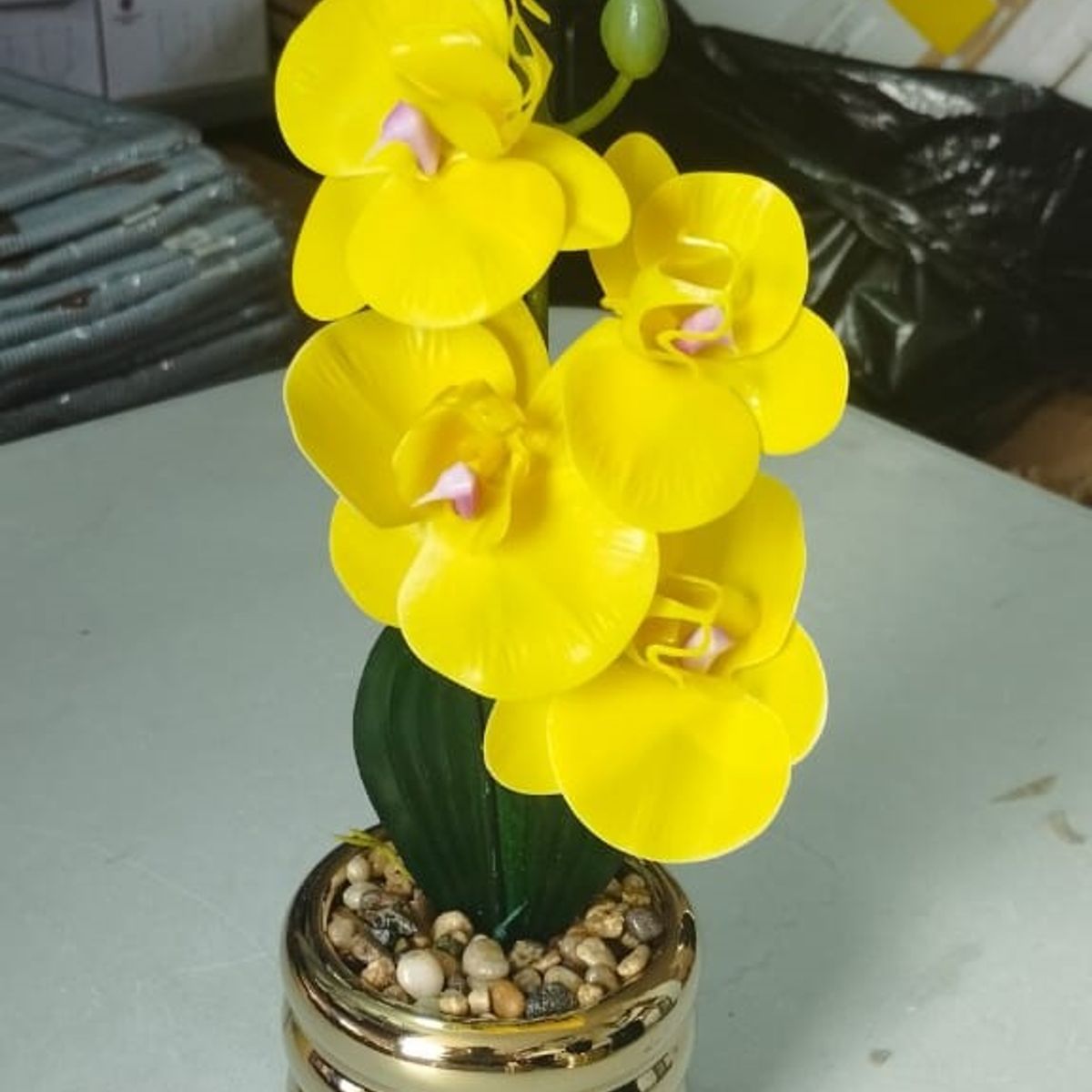 GENERICO - Orquídea Amarilla con Base Dorada
