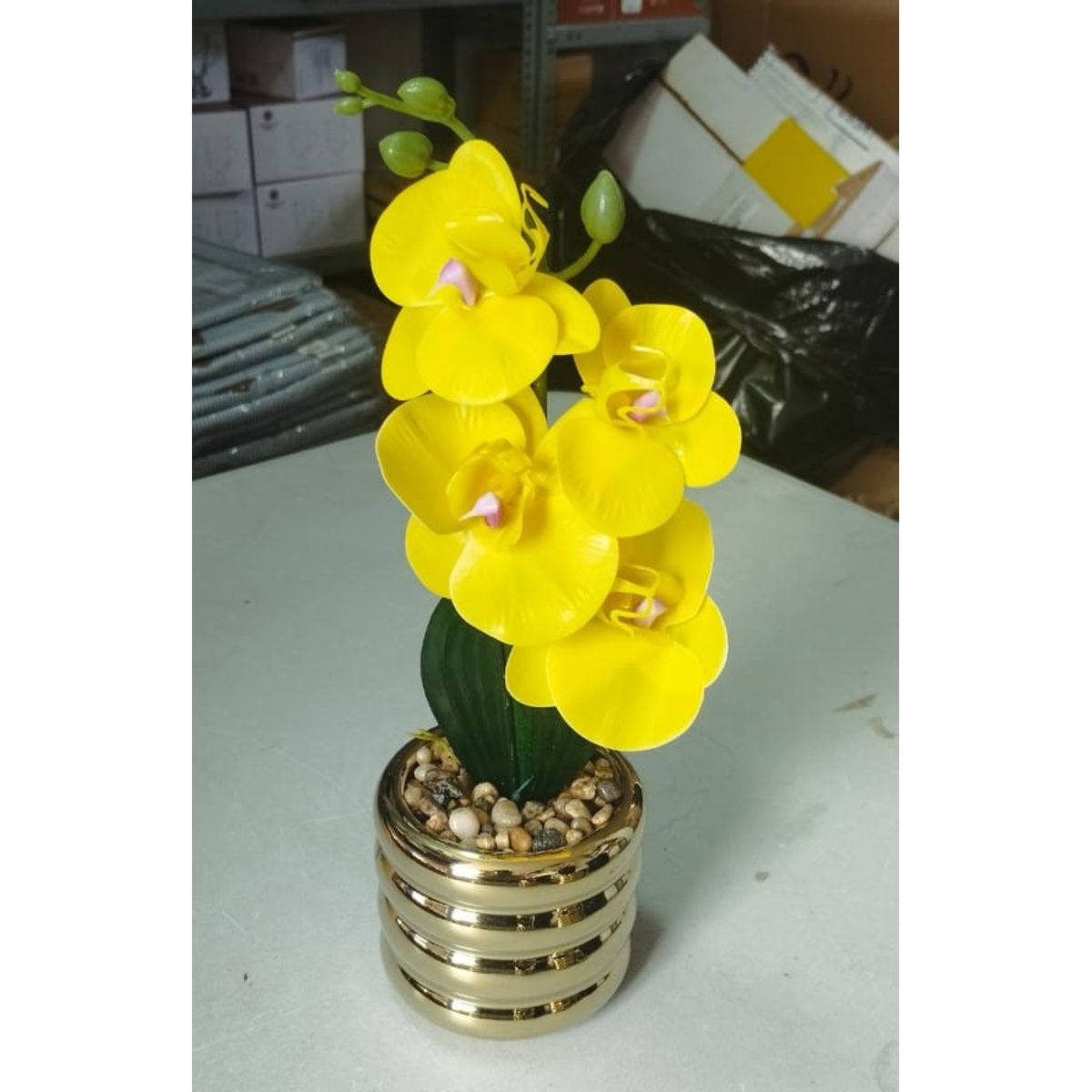 GENERICO - Orquídea Amarilla con Base Dorada