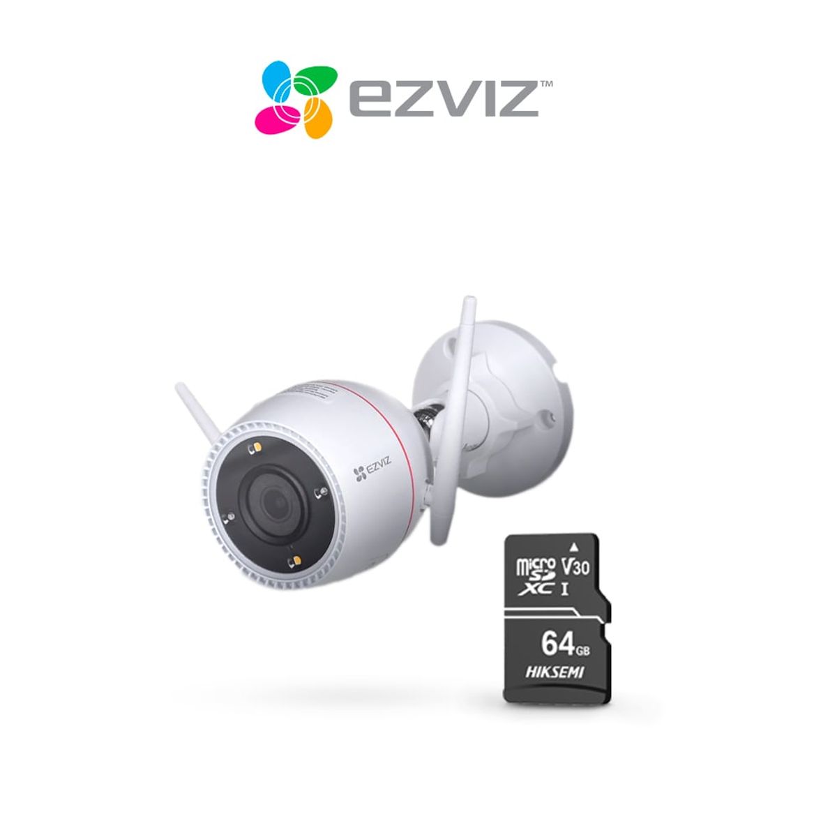 EZVIZ - Cámara De Seguridad Inteligente Para Exteriores H3C 2K Ezviz + SD 64 GB