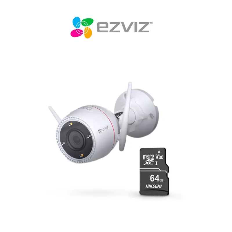 EZVIZ - Cámara De Seguridad Inteligente Para Exteriores H3C 2K Ezviz + SD 64 GB