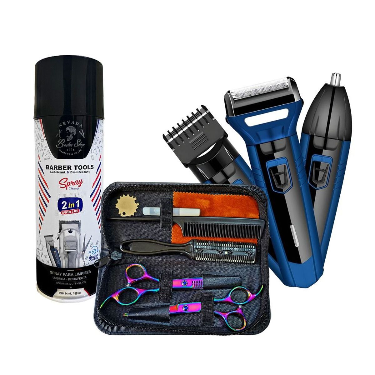 SONAR - Kit de Tijeras + Afeitadora Sonar 3 en 1 + Spray Lubricante