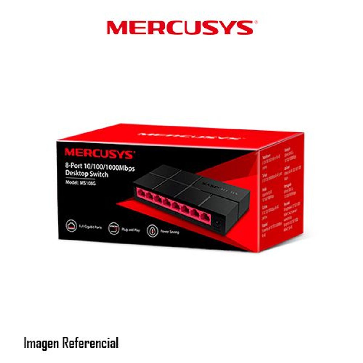 MERCUSYS - SWITCH MERCUSYS MS108G 8 PUERTOS RJ45 10/100/1000 MBPS P/N: MS108G