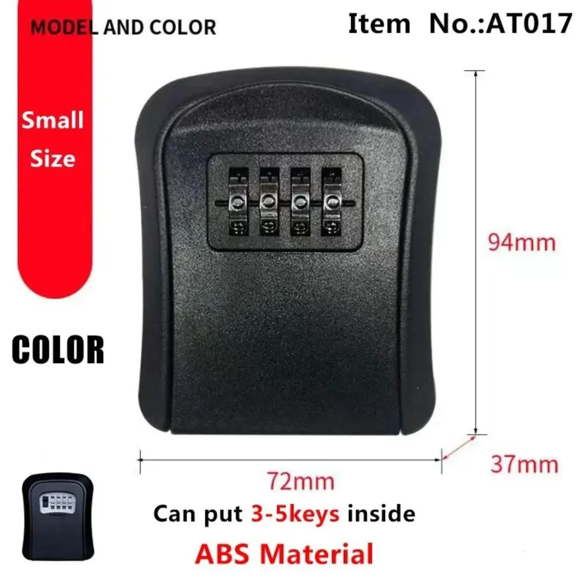 GENERICO - Candado Caja para Llaves Montable a Pared - Negro