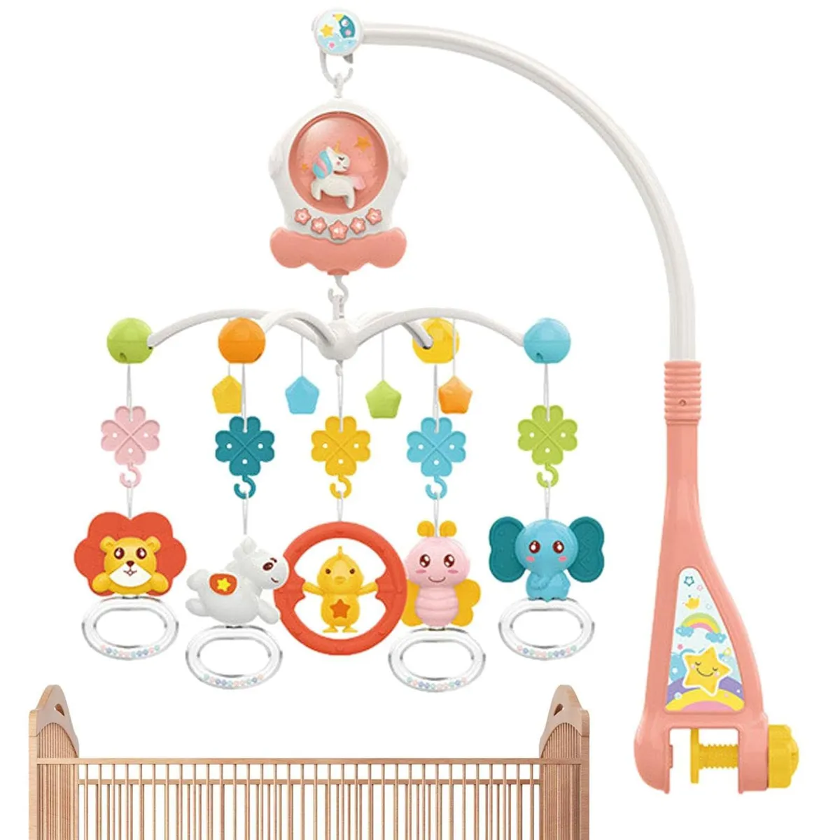 GENERICO - Móvil Giratorio Musical Para Cuna de Bebé - Rosa