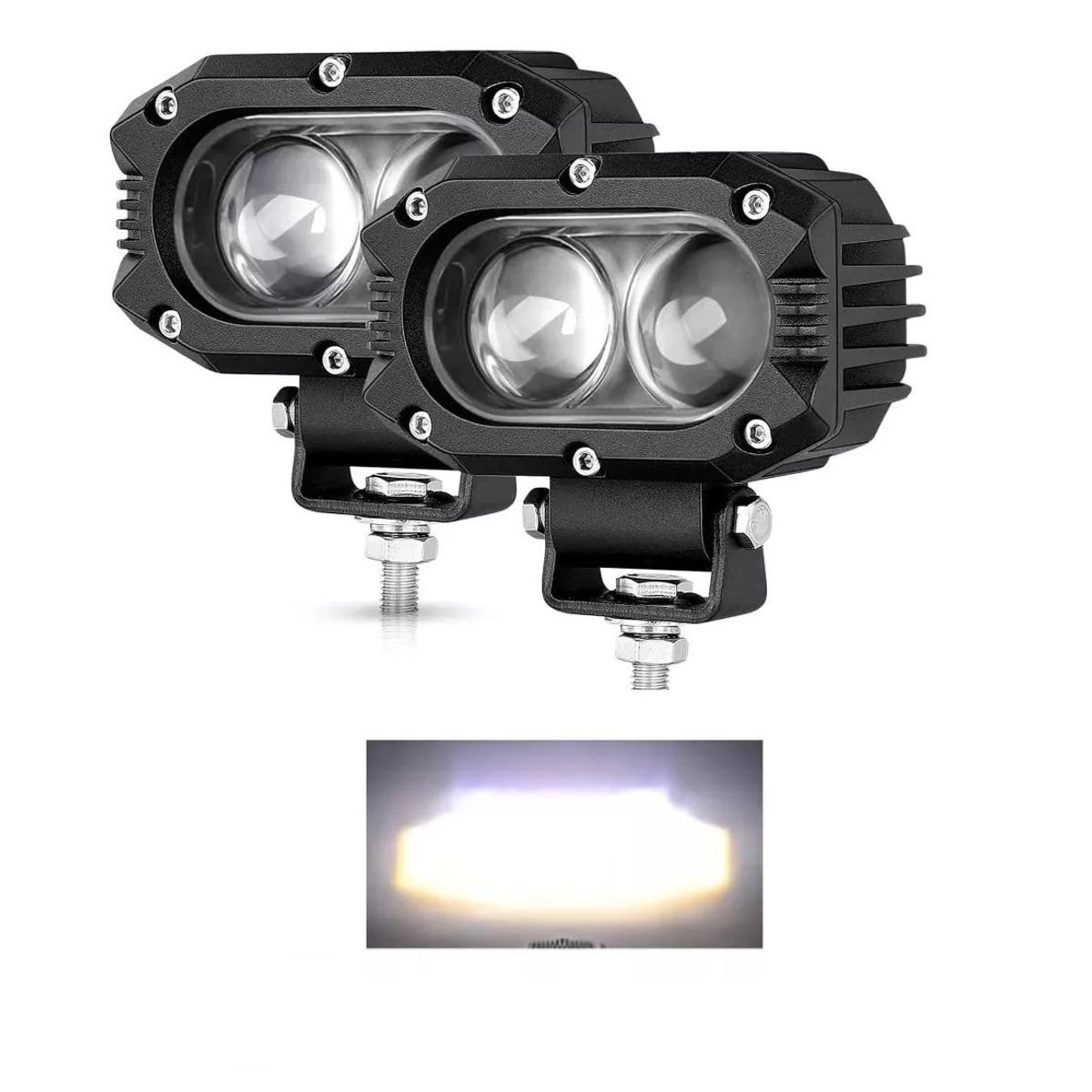 GENERICO - Faros Led Blanco Pauto Y Moto Lupa Luz Foco Doble 40w 2pcs