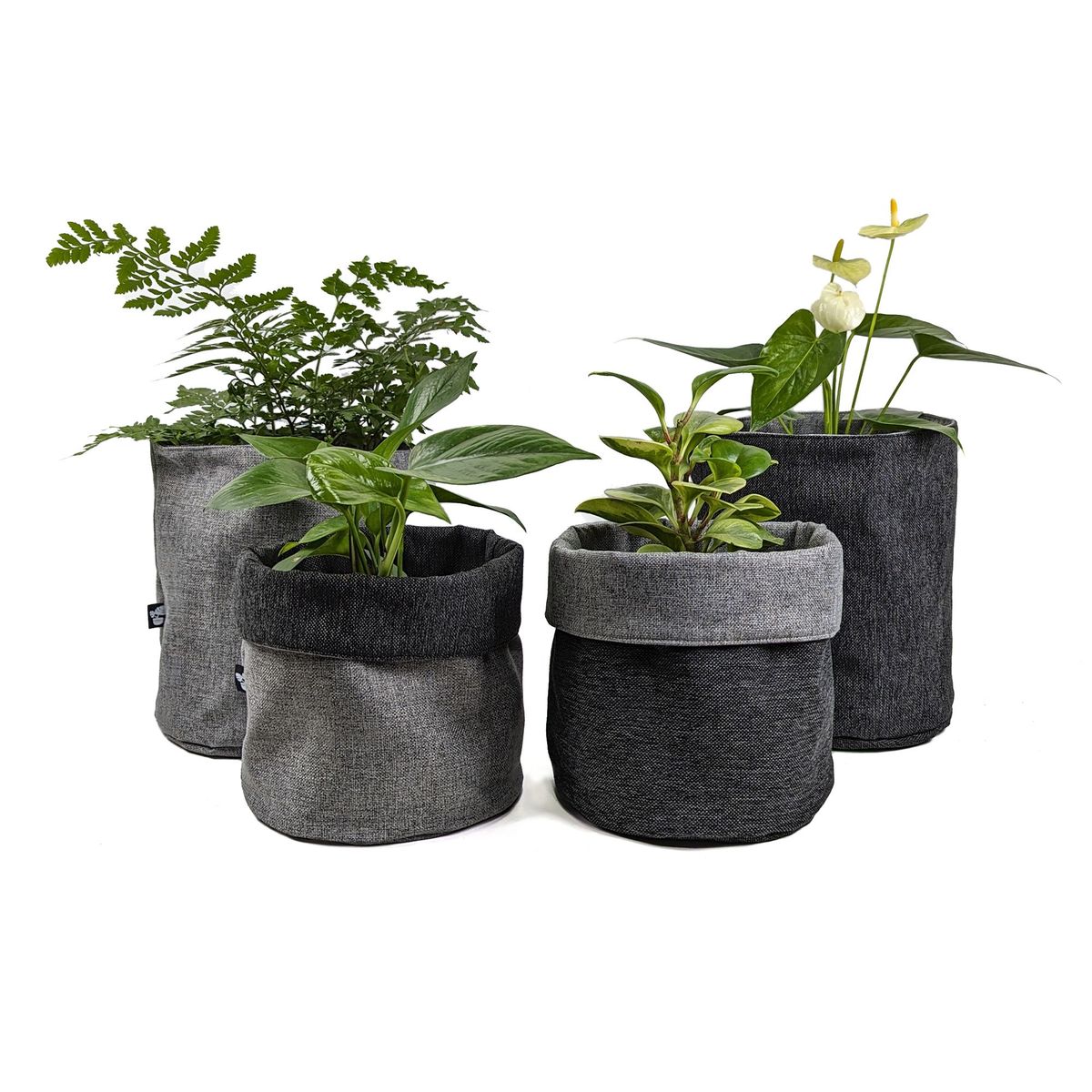 UN CUARTO VERDE - Porta Maceta de Tela Grande Negro Canasto de macetas y plantas 20cm