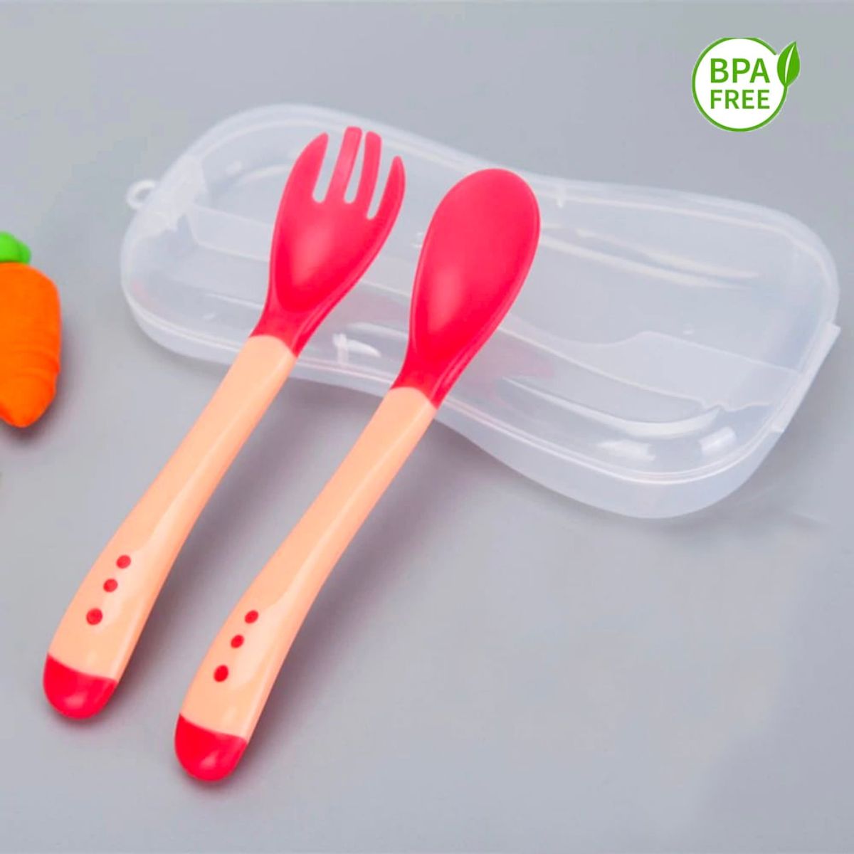 GENERICO - Pack Cubiertos Rosado Sensorial de Silicona de bebe