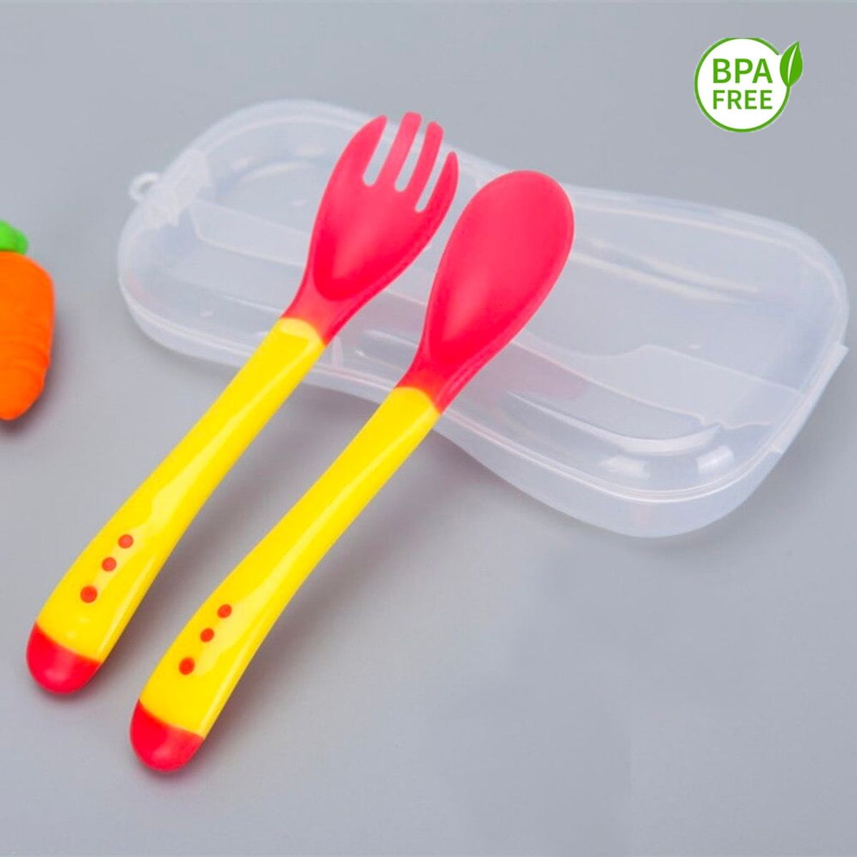 GENERICO - Pack cubiertos sensorial de silicona amarillo para bebe