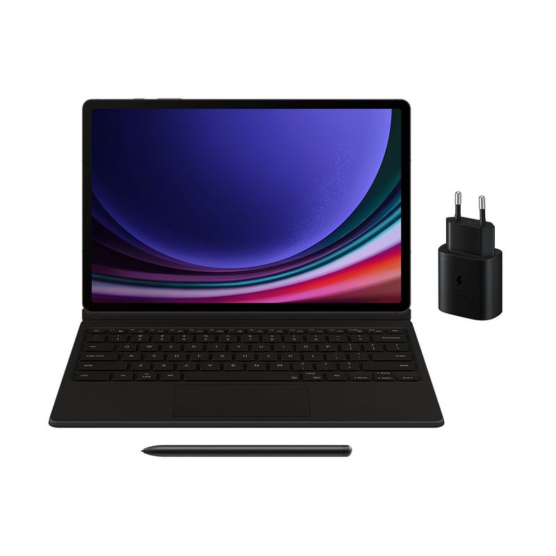 SAMSUNG - Tablet Samsung Galaxy Tab S9+ & Cover con Teclado 512GB Gray + Travel Adapter 25W