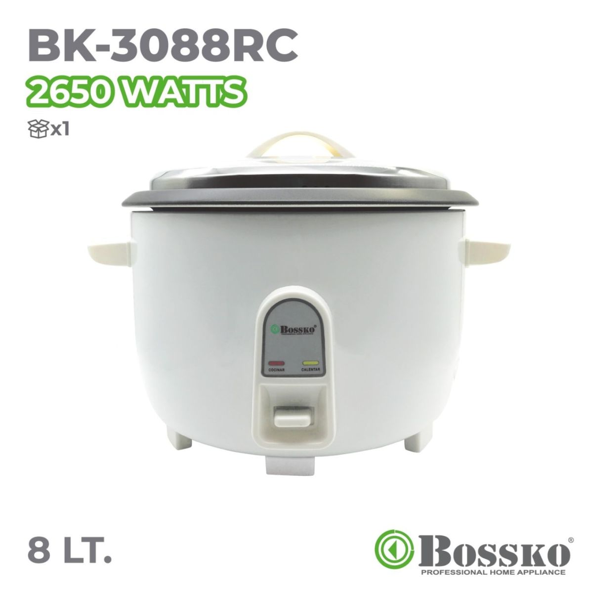 BOSSKO - Olla arrocera multiusos 8 Litros Bossko BK-3088RC -Blanco