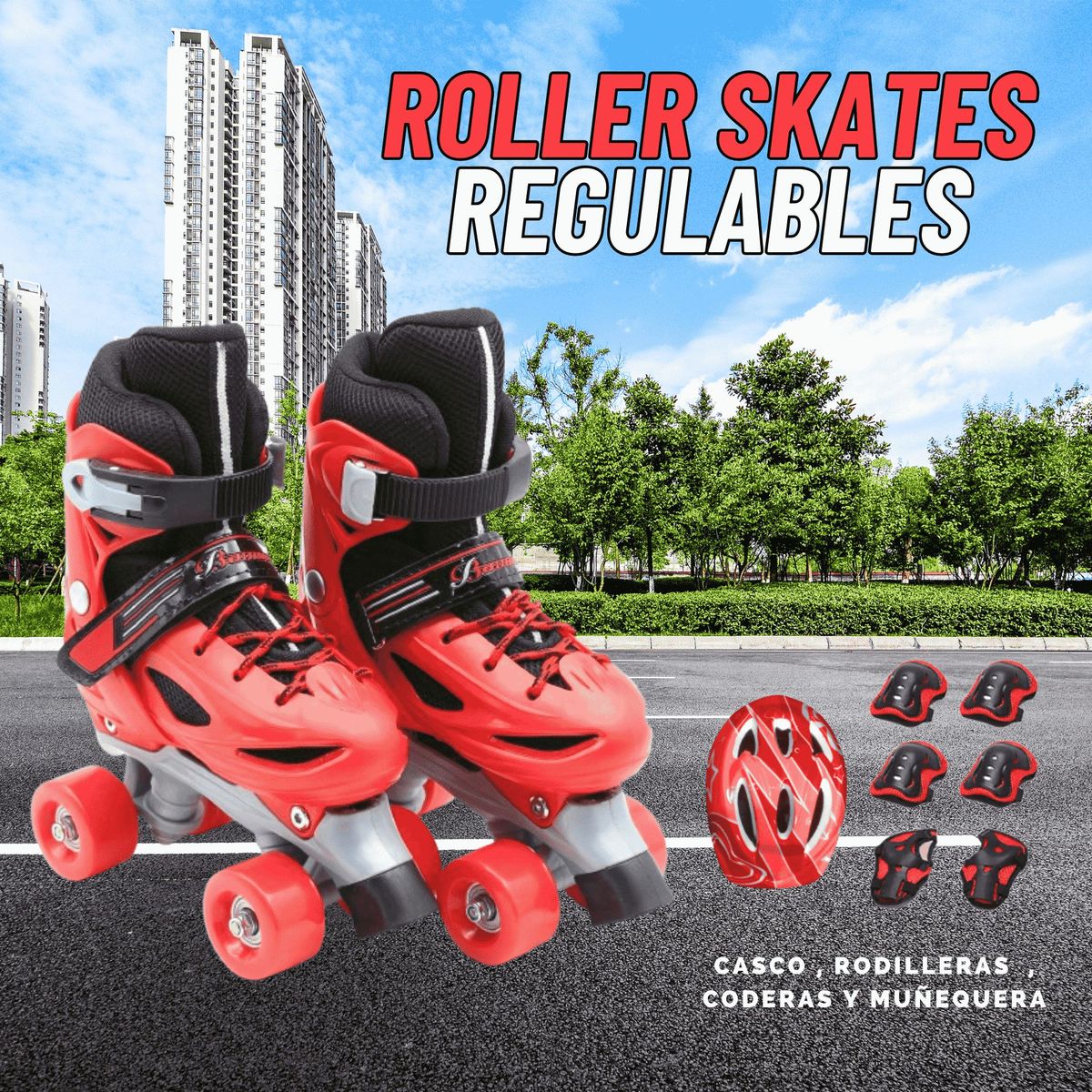 GENERICO - PATINES PARA NIÑO REGULABLE TALLA M 35- 38
