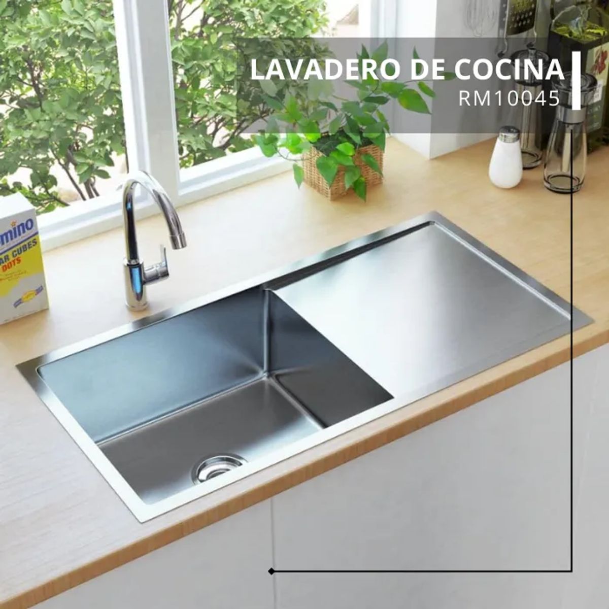 GENERICO - LAVADERO DE COCINA ACERO 1P CON ESCURRIDOR RM10045