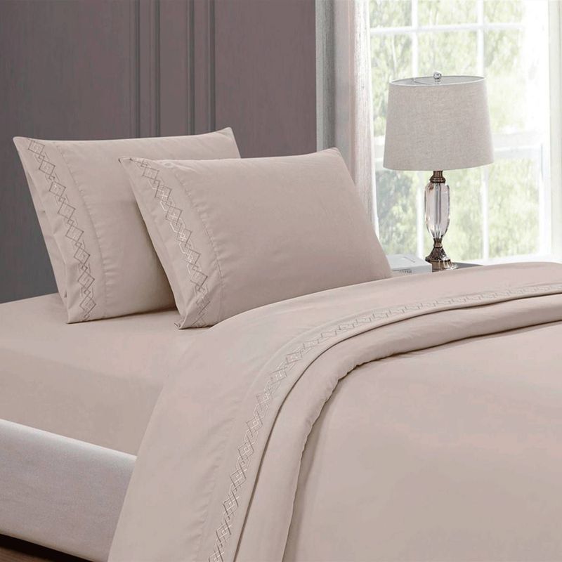 CASATEX - Juego de sabanas Queen 100% algodón con bordado